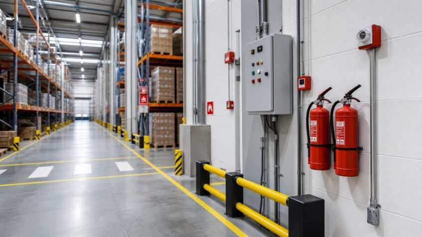 Extintores y sistemas contra incendios en nave industrial